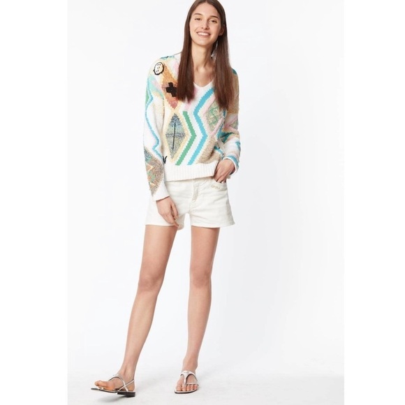 NWT ZADIG & VOLTAIRE sonny kilim carpet intarsia pullover sweater size medium - Picture 4 of 8